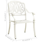 vidaXL Patio Bistro Set - 3 Piece Cast Aluminum Outdoor Furniture Set - Includes 2 Garden Chairs and 1 Table with an Umbrella Hole - Sturdy and Weather-Resistant - Elegant Design – White