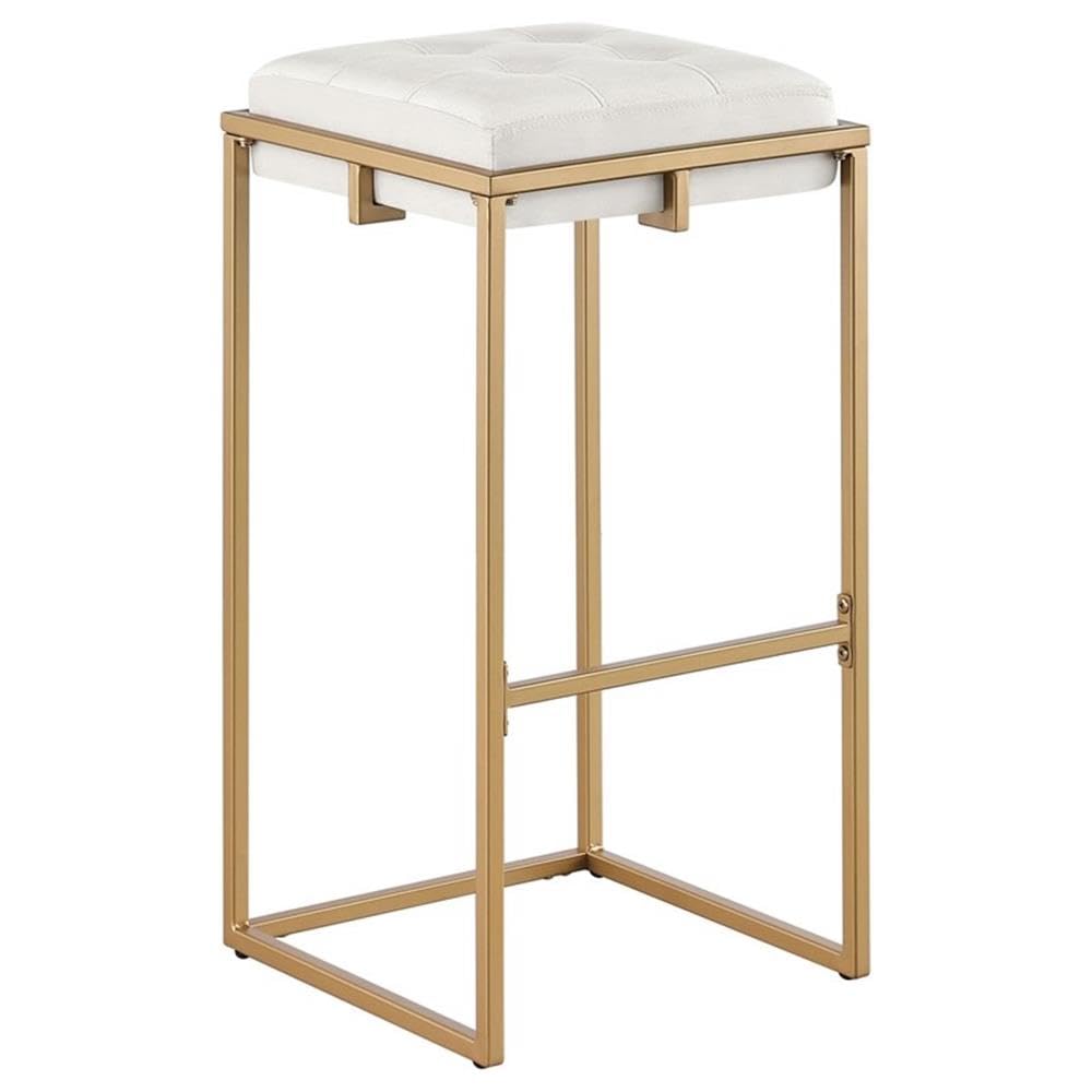 Coaster Home Furnishings Nadia Square Padded Seat Bar Stool (Set of 2) Beige and Gold