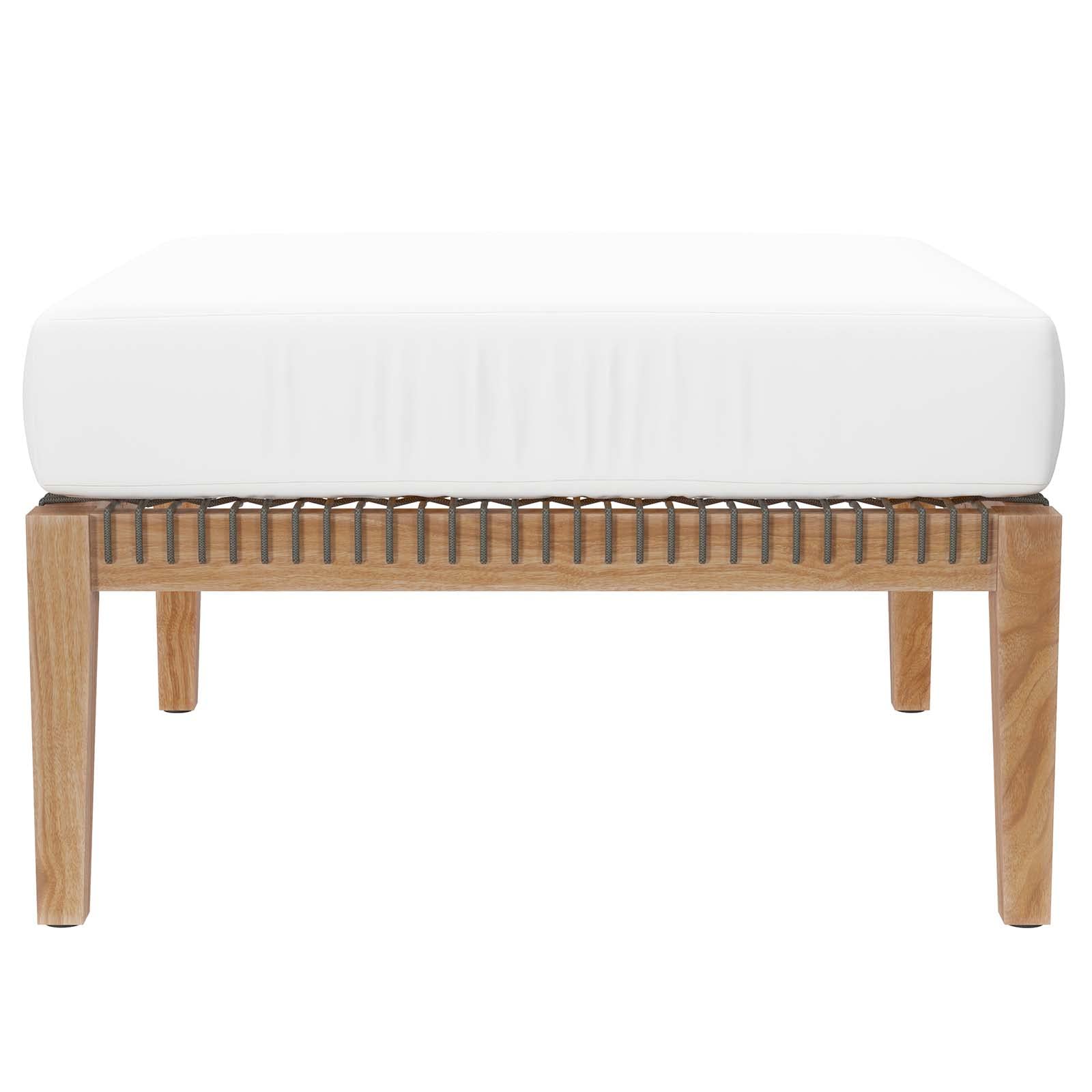 Modway Clearwater Outdoor Patio Teak Wood Ottoman In Gray White