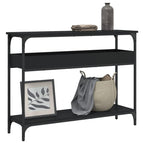 vidaXL Black Console Table with Shelf – Chic Industrial Style Engineered Wood and Metal Hallway Table