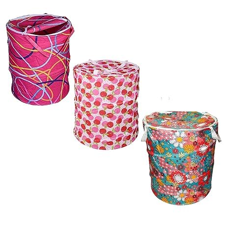 smart buy Folding Laundry Basket for Clothes, Round Collapsible Storage Basket  Large 46 Ltr, 1 pieces)