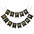 Propsicle Black Gold Happy Birthday Banner, Birthday Decoration For Adults