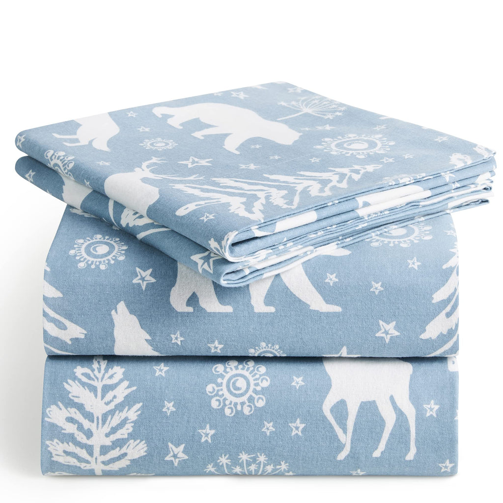 Mellanni Cotton Flannel Sheet Set - Double Brushed For Added Softness & Comfort - Deep Pocket Fitted Sheet Up To 16' - 3 Piece