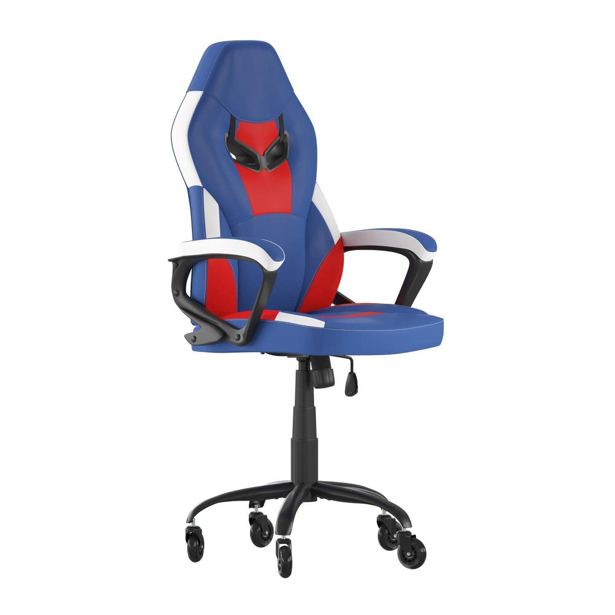 Flash Furniture Stone Ergonomic Pc Office Computer Chair - Adjustable Red & Blue Designer Gaming Chair - 360° Swivel - Transparent Roller Wheels