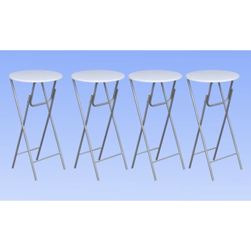 Lot de 4 tables de bistro bar mange debout ronde haute MDF bois blanche pliable