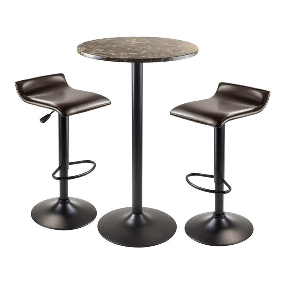 Winsome Wood Cora 3-Piece Round Pub Table with 2 Swivel Stool Set