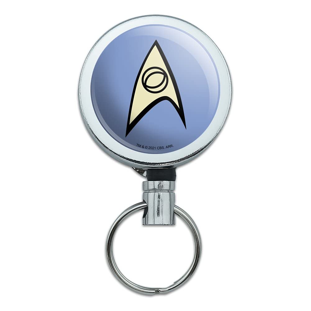 Star Trek Science Shield Heavy Duty Metal Retractable Reel Id Badge Key Card Tag Holder With Belt Clip