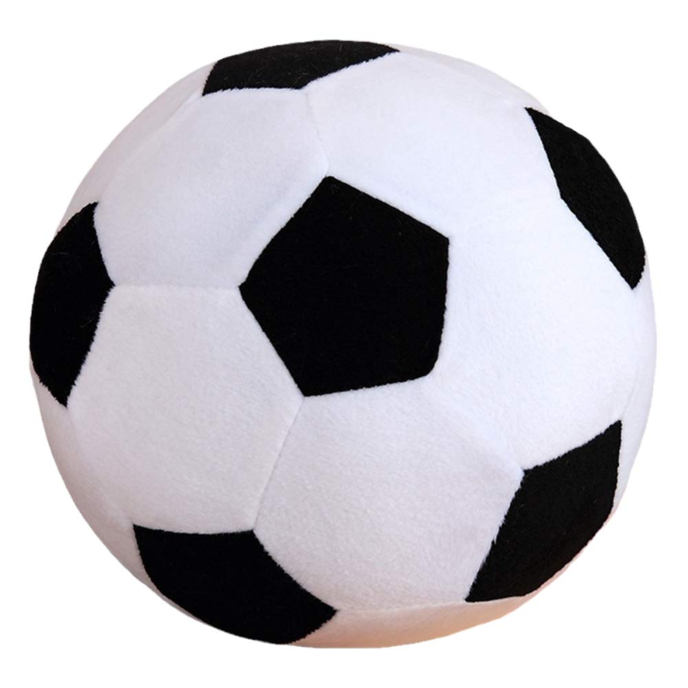 Plush Soccer Balls - Fluffy Stuffed Toy Soccer Ball Plush Pillow Soft Durable Stuff Soccerball Gift For Kids Boy Baby (Black -Wh