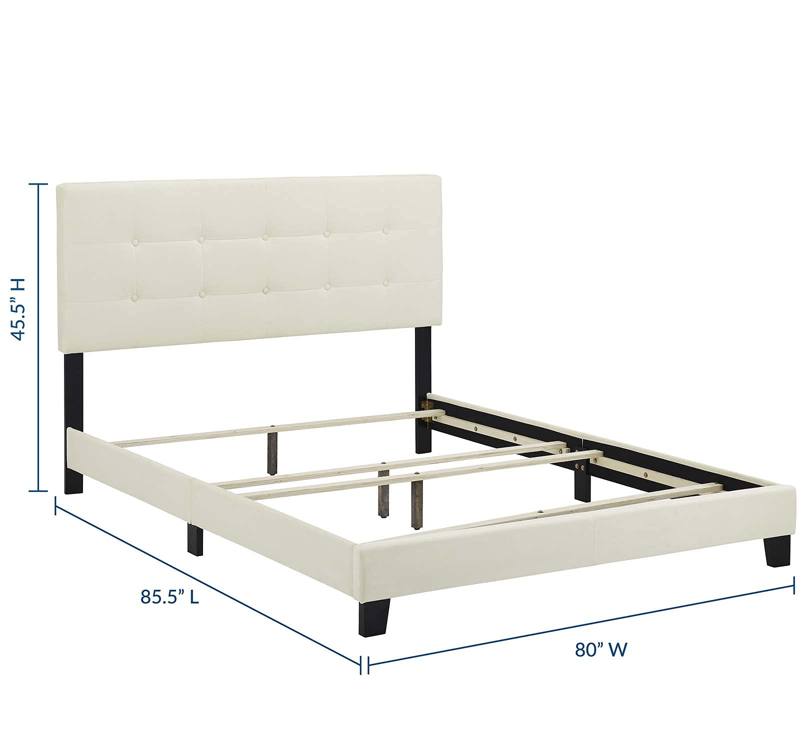 Modway Amira King Performance Velvet Bed, Ivory