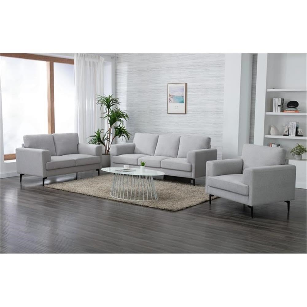Acme Kyrene Fabric Upholstery Chair with Loose Back Cushion in Light Gray