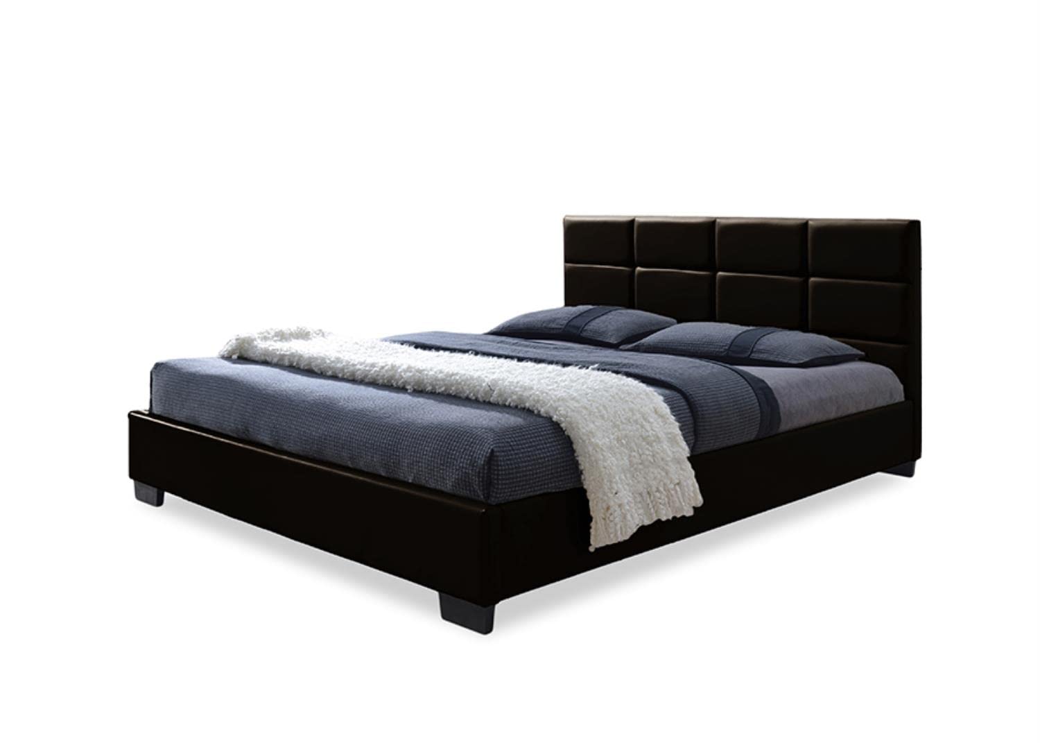 Baxton Studio Vivaldi Modern And Contemporary Dark Brown Faux Leather Padded Platform Base Full Size Bed Frame