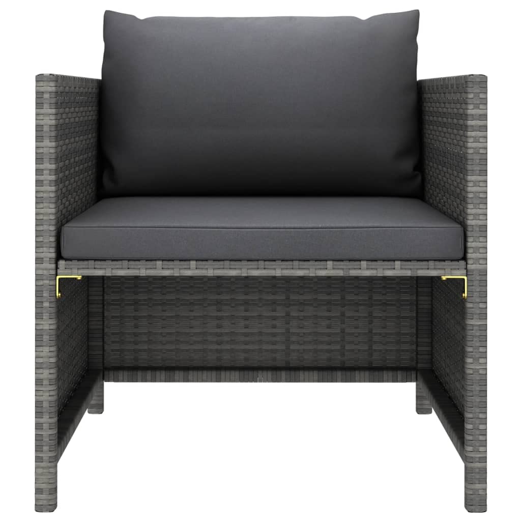vidaXL Outdoor Patio Sofa with Removable Cushions | Gray Poly Rattan Lounge Sofa | Modular Design for Personalized Configuration | Durable and Comfortable