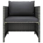 vidaXL Outdoor Patio Sofa with Removable Cushions | Gray Poly Rattan Lounge Sofa | Modular Design for Personalized Configuration | Durable and Comfortable