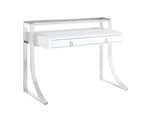 Coaster Home Furnishings Gemma 2-Drawer Writing Desk Glossy White and Chrome