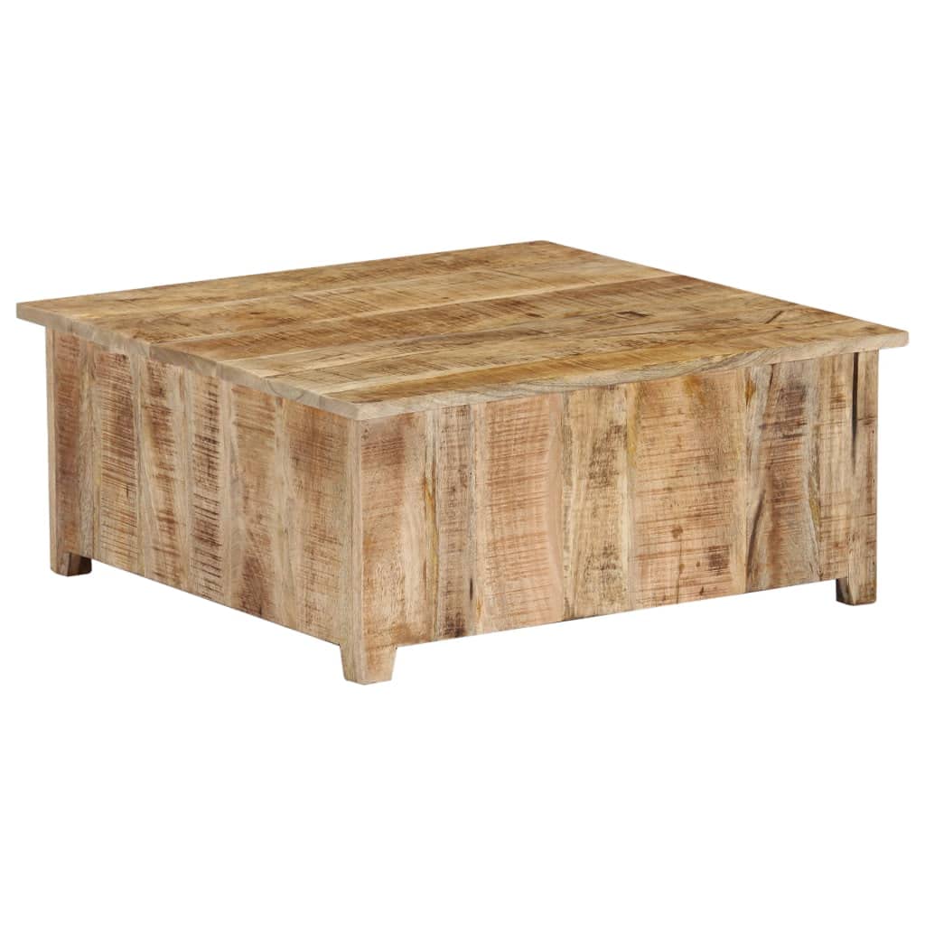 vidaXL Square Coffee Table in Farmhouse Style ?27.6" Solid Mango Wood with Polished and Lacquered Finish ?Handmade Wooden Table with Two Cabinets for Storage