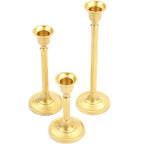 Koyal Wholesale Gold Taper Candle Holder Set Of 3, Candlestick Set, Tall Candle Holders