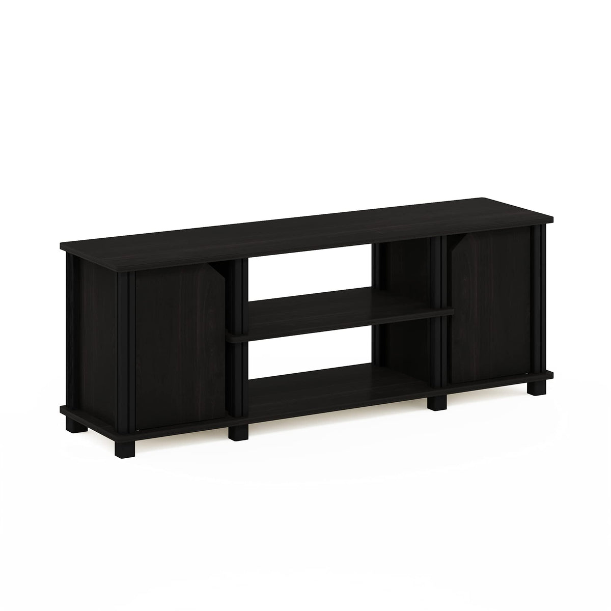 Furinno Brahms TV Stand Entertainment Center with Shelves and Storage for TV Size up to 45 Inch, Espresso/Black