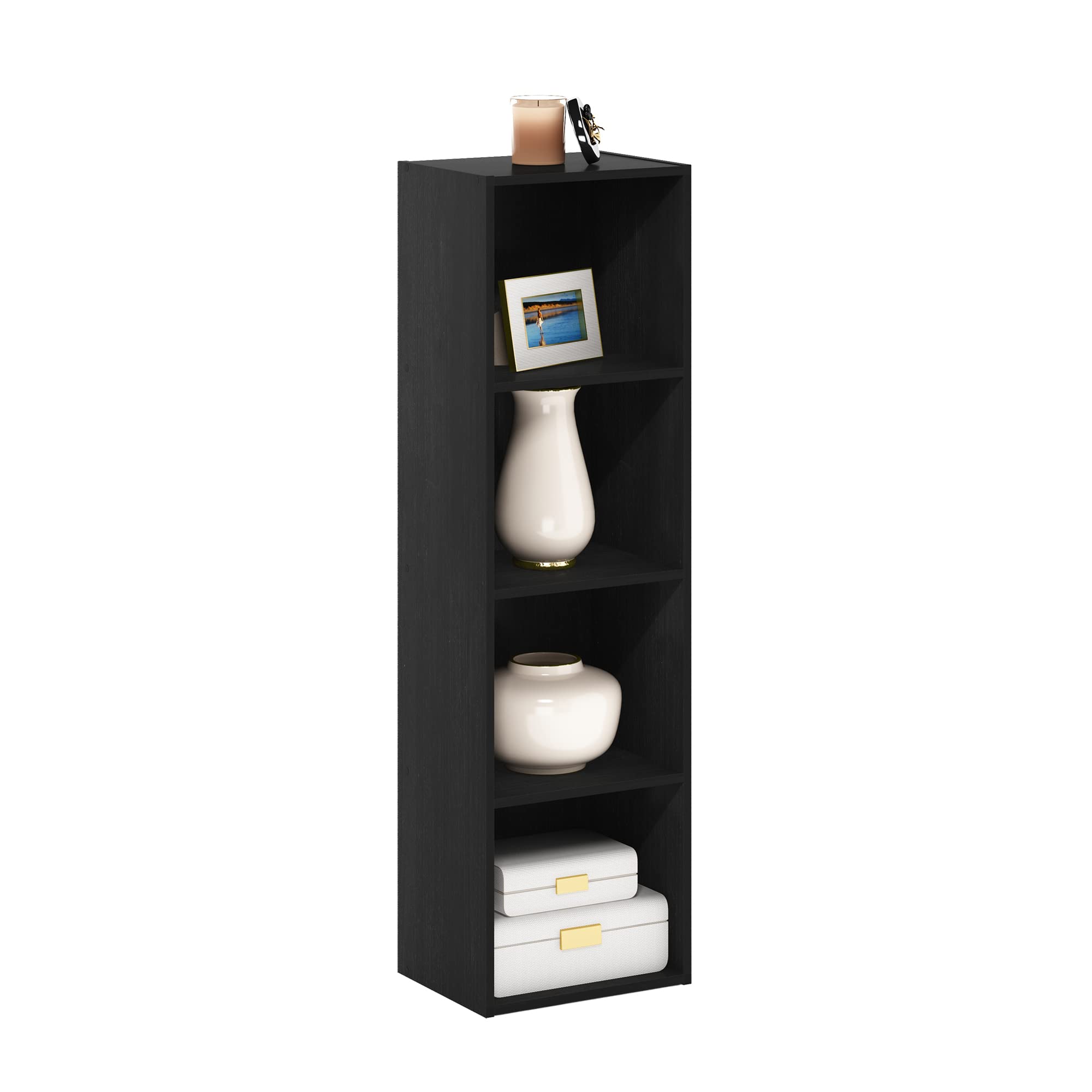 Furinno Luder Bookcase / Book / Storage, 4-Tier Cube, Blackwood