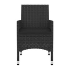 vidaXL 5-Piece Patio Dining Set - Weather-Resistant Poly Rattan Chairs & Table - Tempered Glass Tabletop - Cushioned Seats - Black