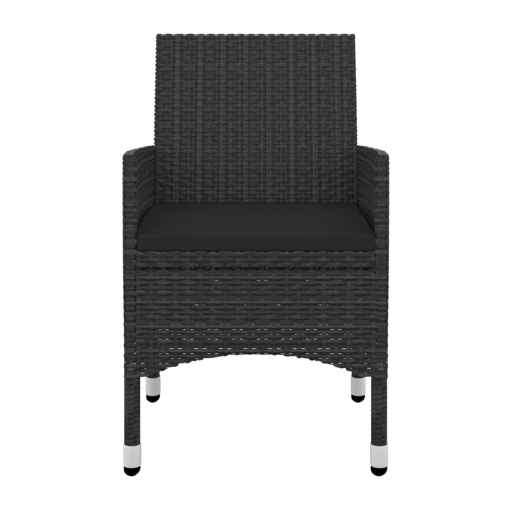 vidaXL 5-Piece Patio Dining Set - Weather-Resistant Poly Rattan Chairs & Table - Tempered Glass Tabletop - Cushioned Seats - Black