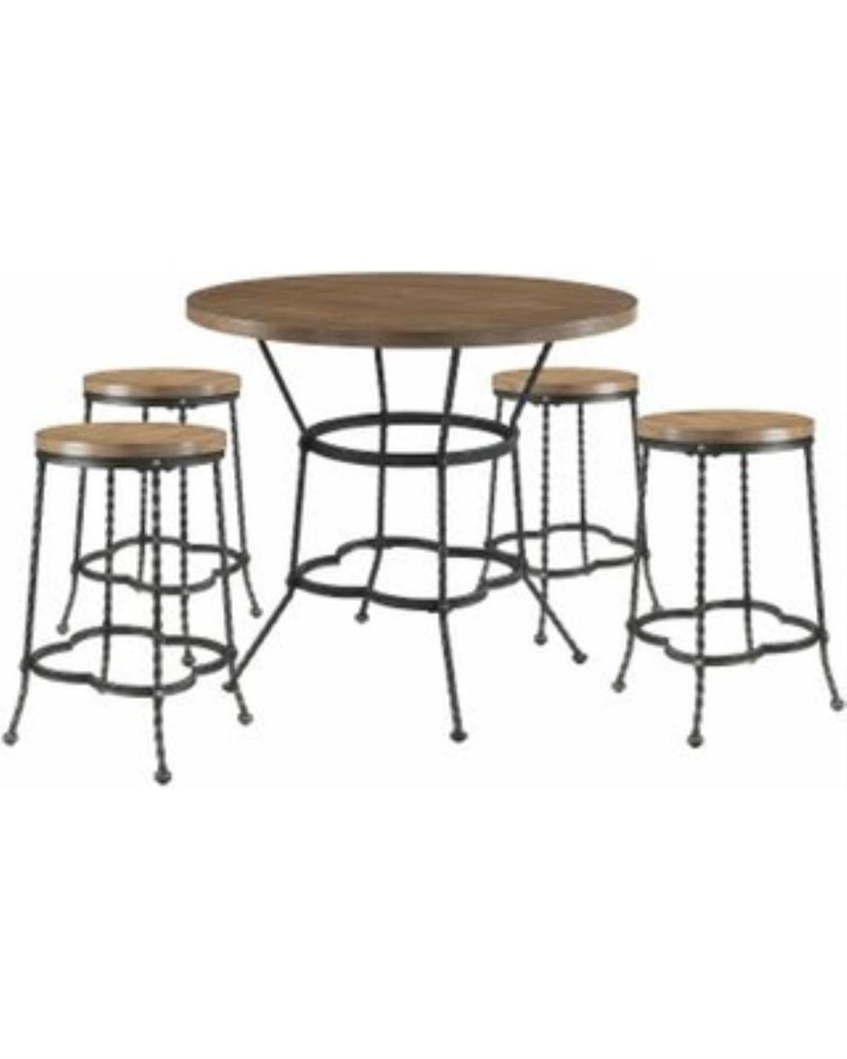 Acme Qamar Counter Height Set in Walnut and Antique Black