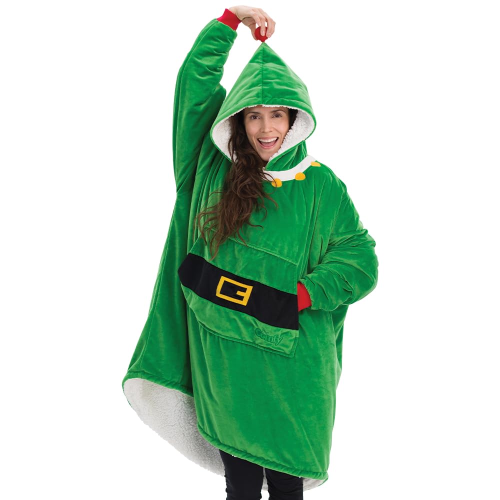 The Comfy Original Elf Costume Wearable Blanket For Women And Men, Oversized Microfiber And Sherpa Blankets As Seen On Shark Tan