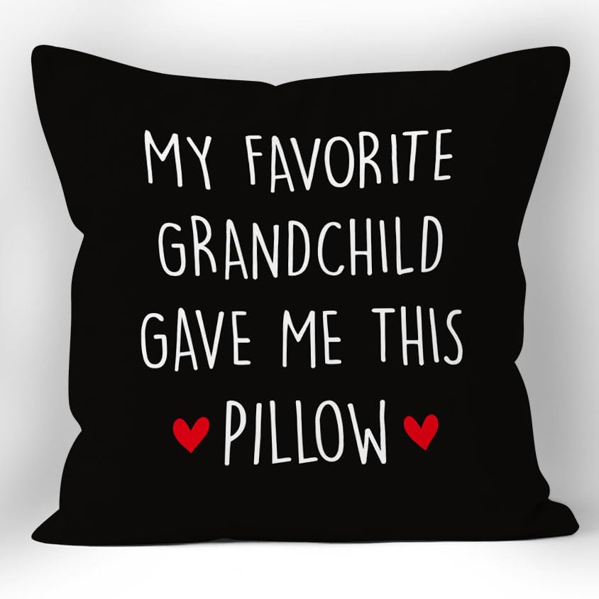 Xuiswell My Favorite Grandchild Gave Me This Pillow Covers 18X18,Gifts For Grandparents,Grandparents Gifts From Grandkids,Grandm