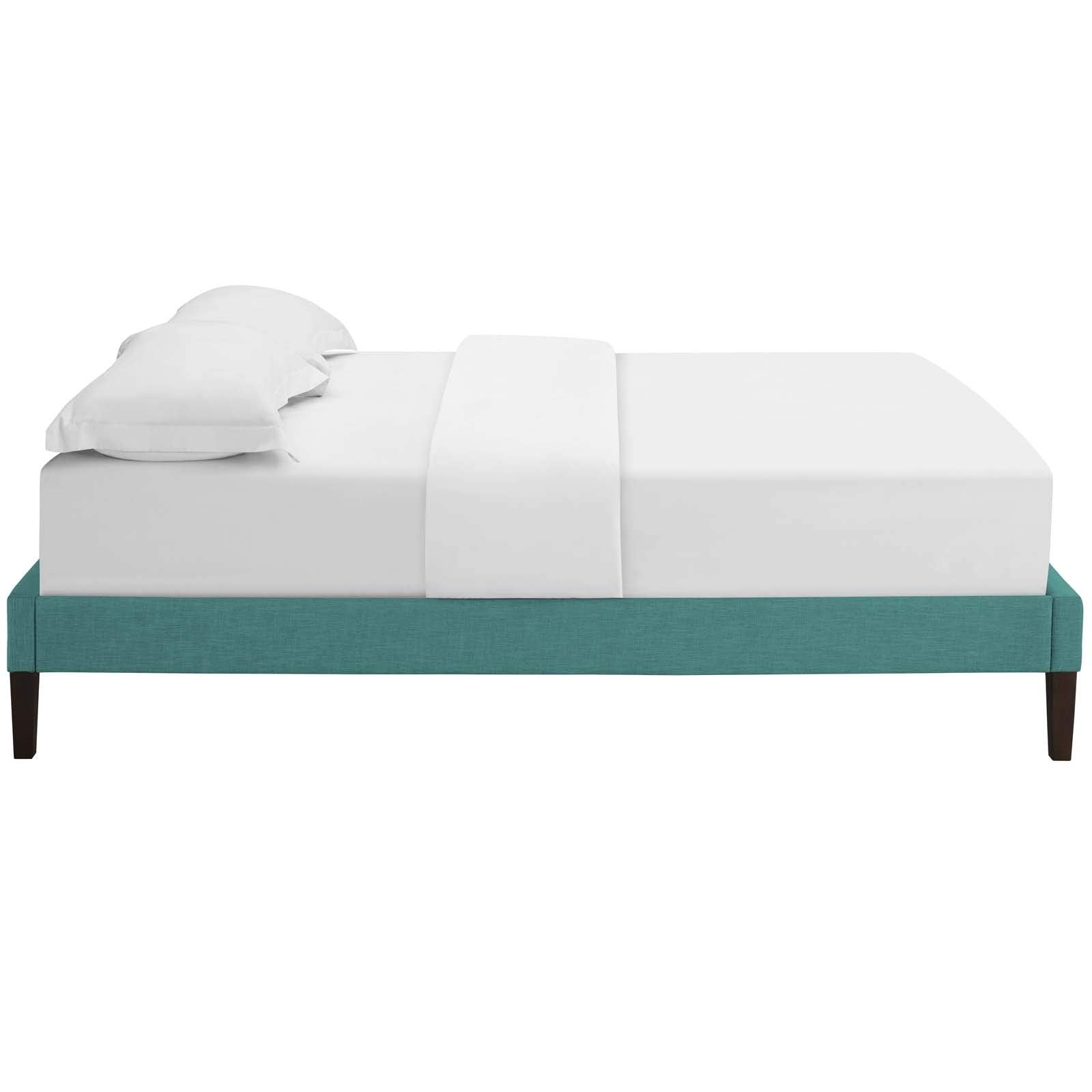 Modway Tessie Upholstered Queen Platform Bed Frame With Wood Slat Support In Teal