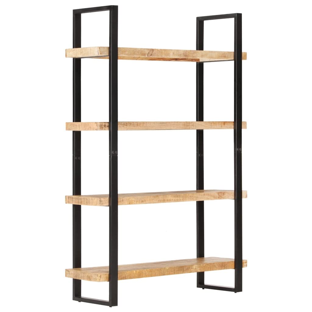 vidaXL Bookcase, Open Shelf 4-Tier Bookcase, Wall Bookshelf for Office Living Room, Freestanding Shelving Unit, Industrial, Rough Mango Wood