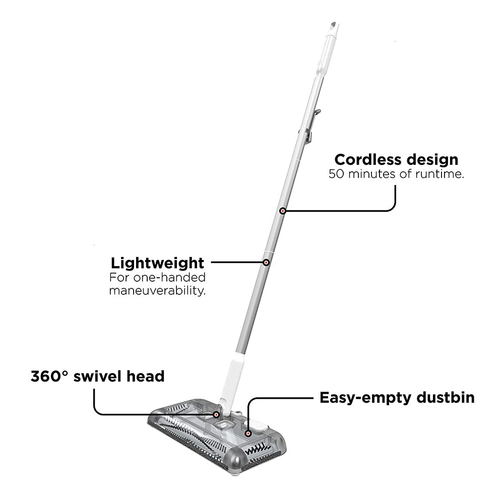 Black+Decker Hfs115J10 Lithium Floor Sweeper 50 Min Lithium Floor Sweeper, Powder White