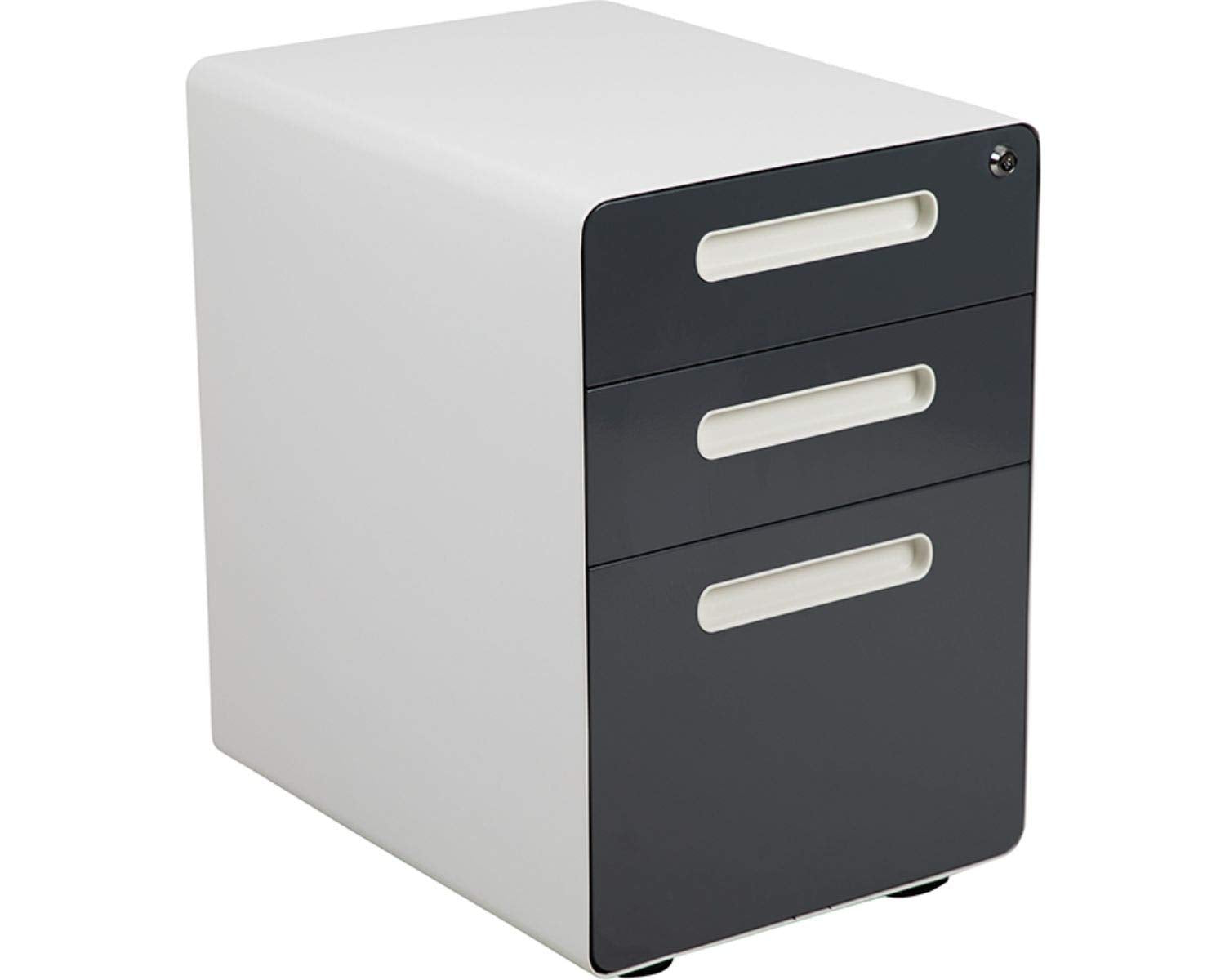 Flash Furniture Wren Ergonomic 3-Drawer Mobile Locking Filing Cabinet - Thumbnail 2