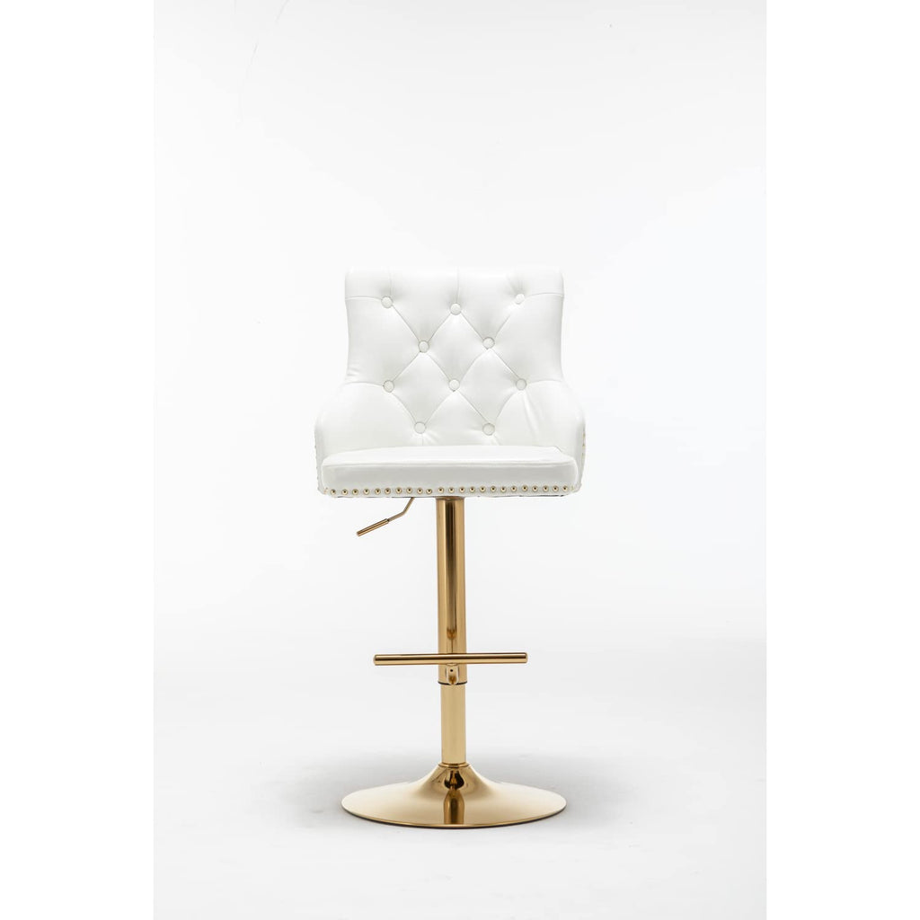 Best Master Furniture Adjustable Swivel Velvet Bar Stools With Gold Base (Set Of 2) B55 White (Velvet) Footrest, Swivel, Nailhead Trim