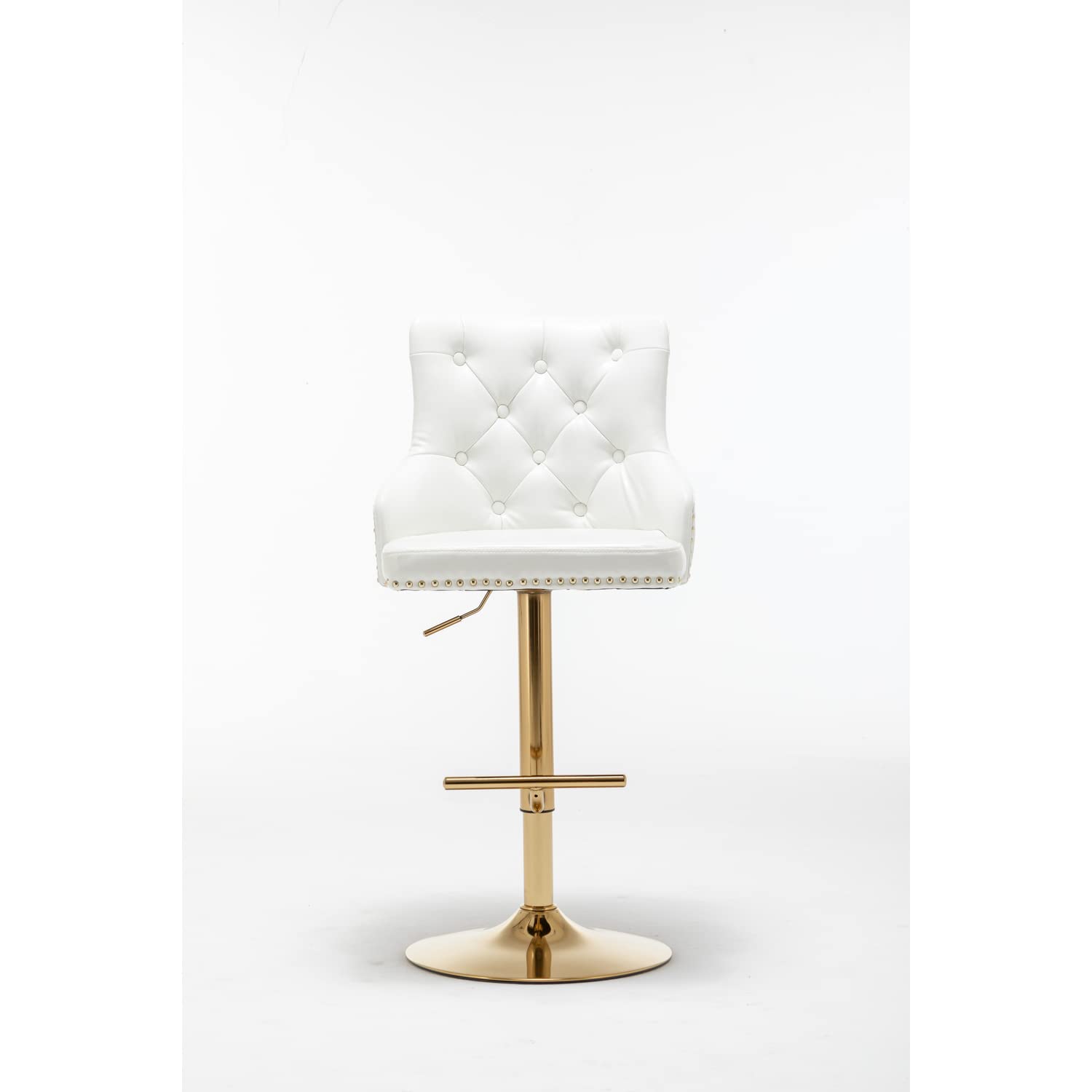 Best Master Furniture Adjustable Swivel Velvet Bar Stools With Gold Base (Set Of 2) B55 White (Velvet) Footrest, Swivel, Nailhead Trim
