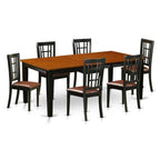 East West Furniture QUNI7-BCH-LC 7 Piece Dining Room Table Set Consist of a Rectangle Wooden Table with Butterfly Leaf and 6 Faux Leather Kitchen Dining Chairs, 40x78 Inch, Black & Cherry