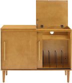 Crosley Furniture Everett Media Console and Record Player Stand with Storage for Vinyl Records, Acorn