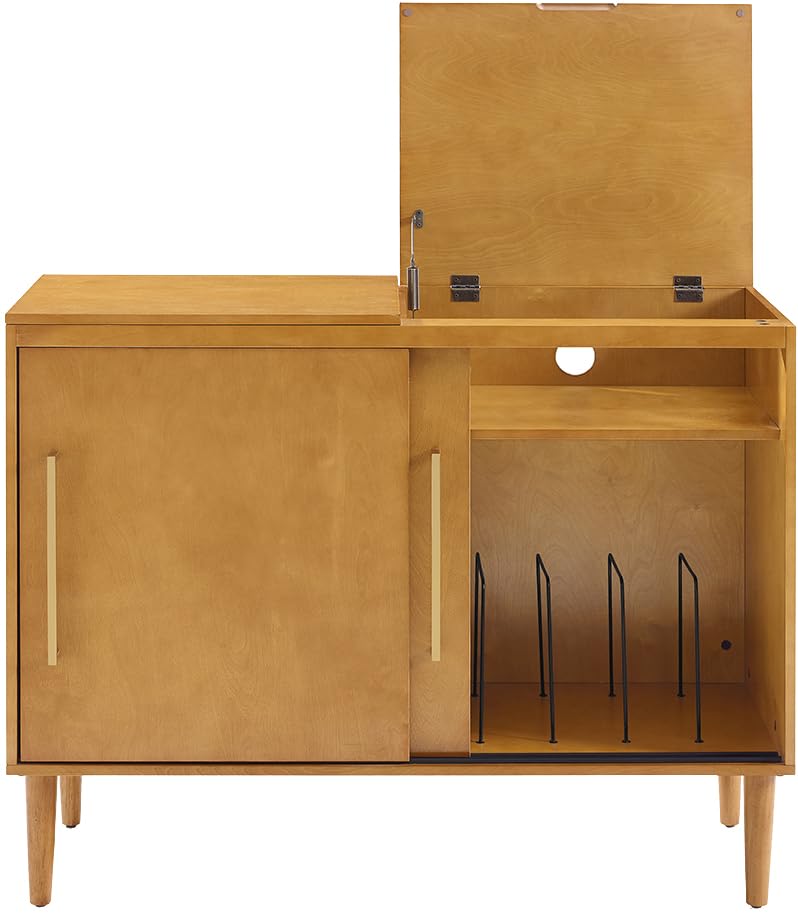 Crosley Furniture Everett Media Console and Record Player Stand with Storage for Vinyl Records, Acorn