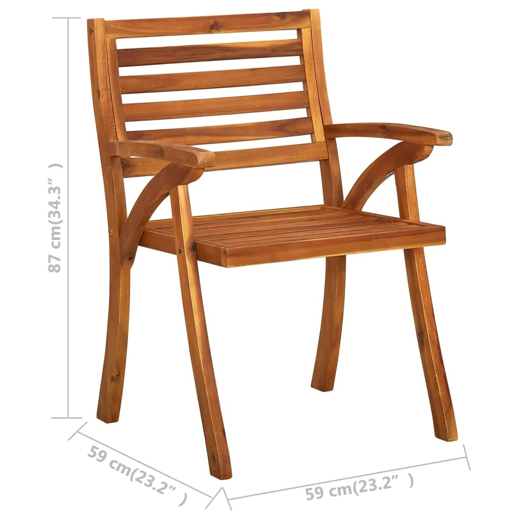 vidaXL 8X Solid Acacia Wood Patio Chairs with Cushions - Thumbnail 3