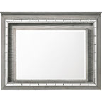 Acme Antares Rectangular Wooden Mirror With Led In Light Gray Oak