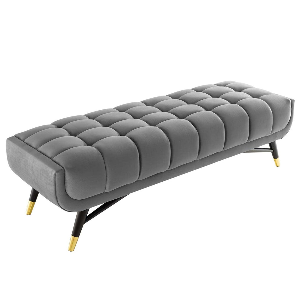 Modway Adept 60" Performance Velvet Bench In Gray