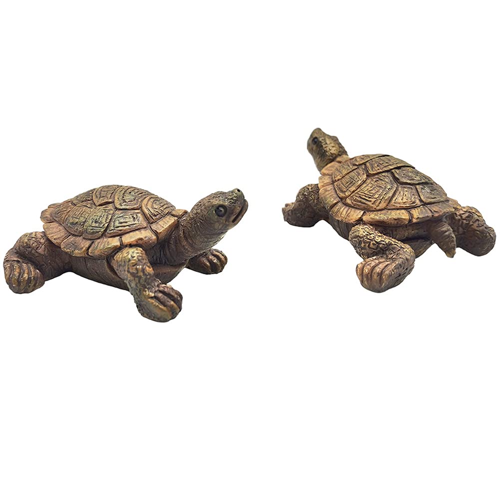 Maomia 2 Pcs Miniature Turtle Figurines, Fish Tank Decoration Fairy Garden Teutle Landscape Decor Ornament
