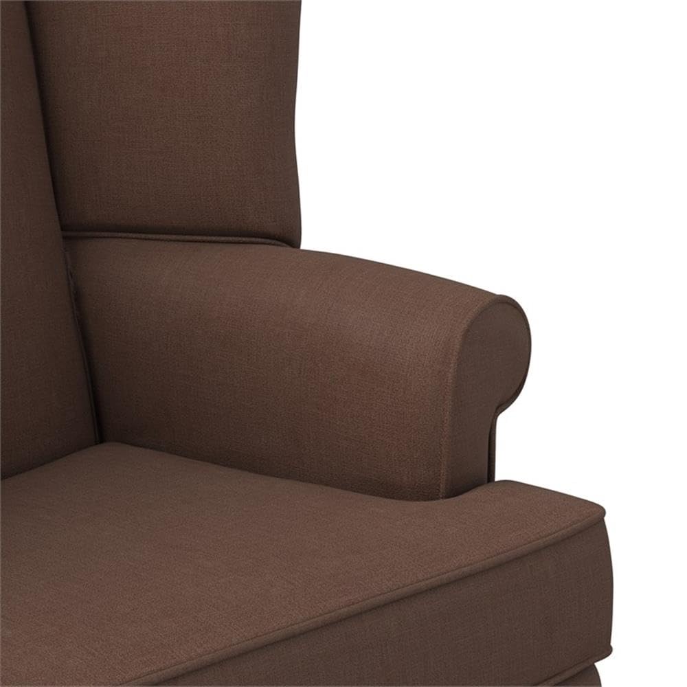 Comfort Pointe Erin Brown Fabric Traditional Wing Back Accent Chair