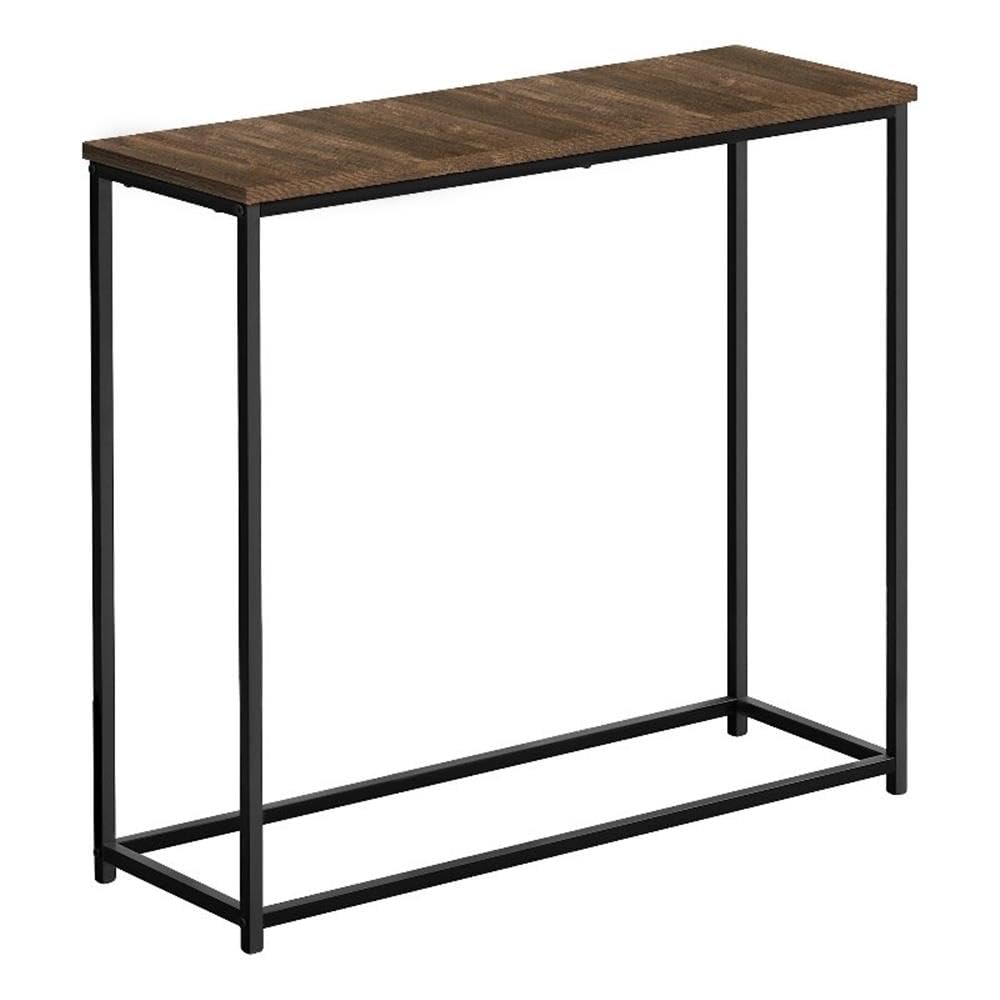 Monarch Specialties 2254 Accent Table, Console, Entryway, Narrow, Sofa, Living Room, Bedroom, Metal, Laminate, Brown, Black, Contemporary, Modern Table-32 L Reclaimed, 31.5' L x 11.5' W x 29' H