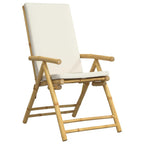 vidaXL 6 Piece Folding Bamboo Bistro Chairs Set with Cream White Cushions for Patio/Garden - Removable and Washable Covers