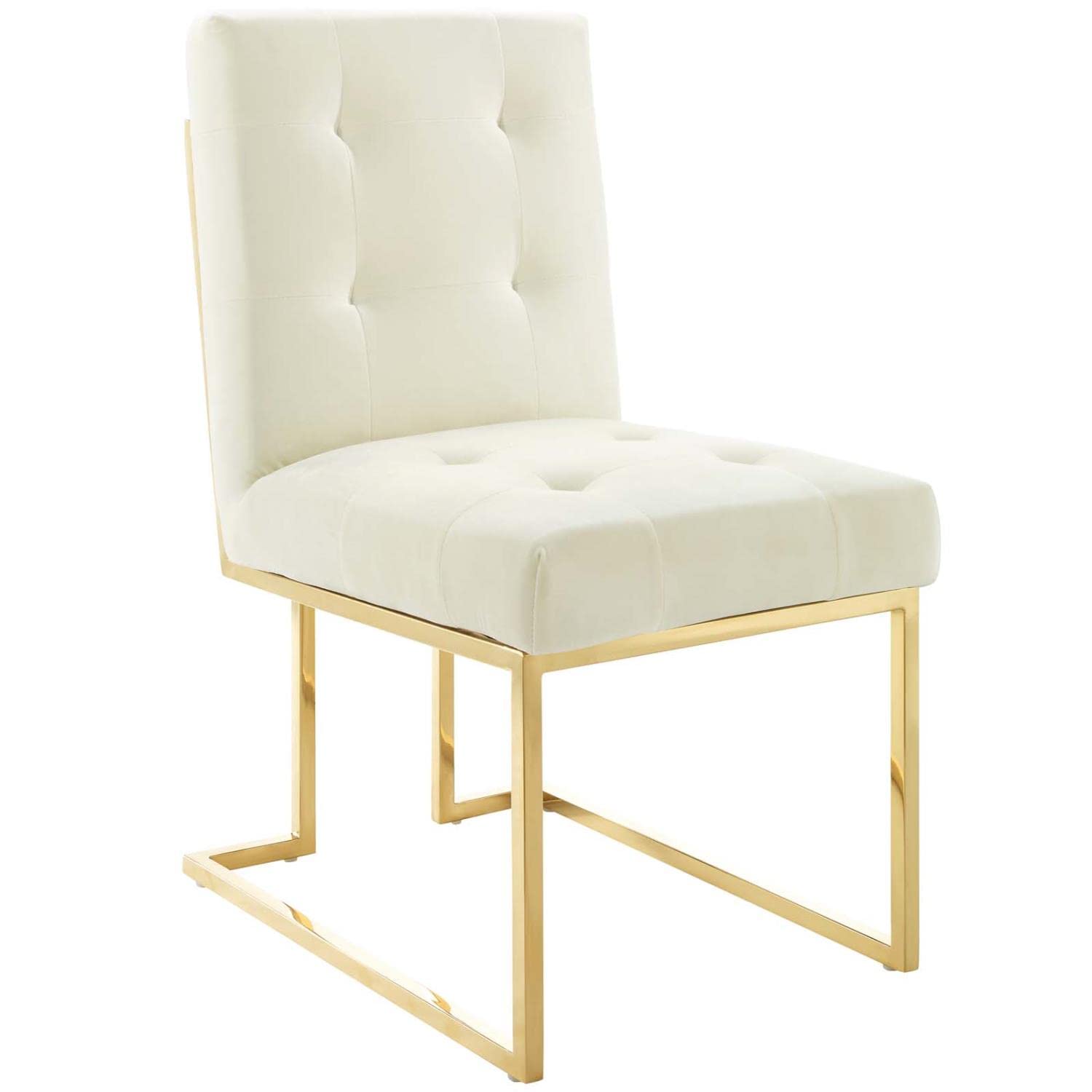 Modway Privy Performance Velvet Gold Stainless Steel Dining Chair In Gold Ivory