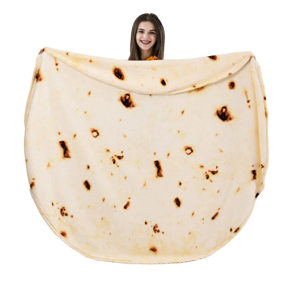Vessia Burritos Tortilla Blanket Throw Size(Beige), Giant Realistic Funny Food Blanket For Adults And Kids, Novelty Double Sided