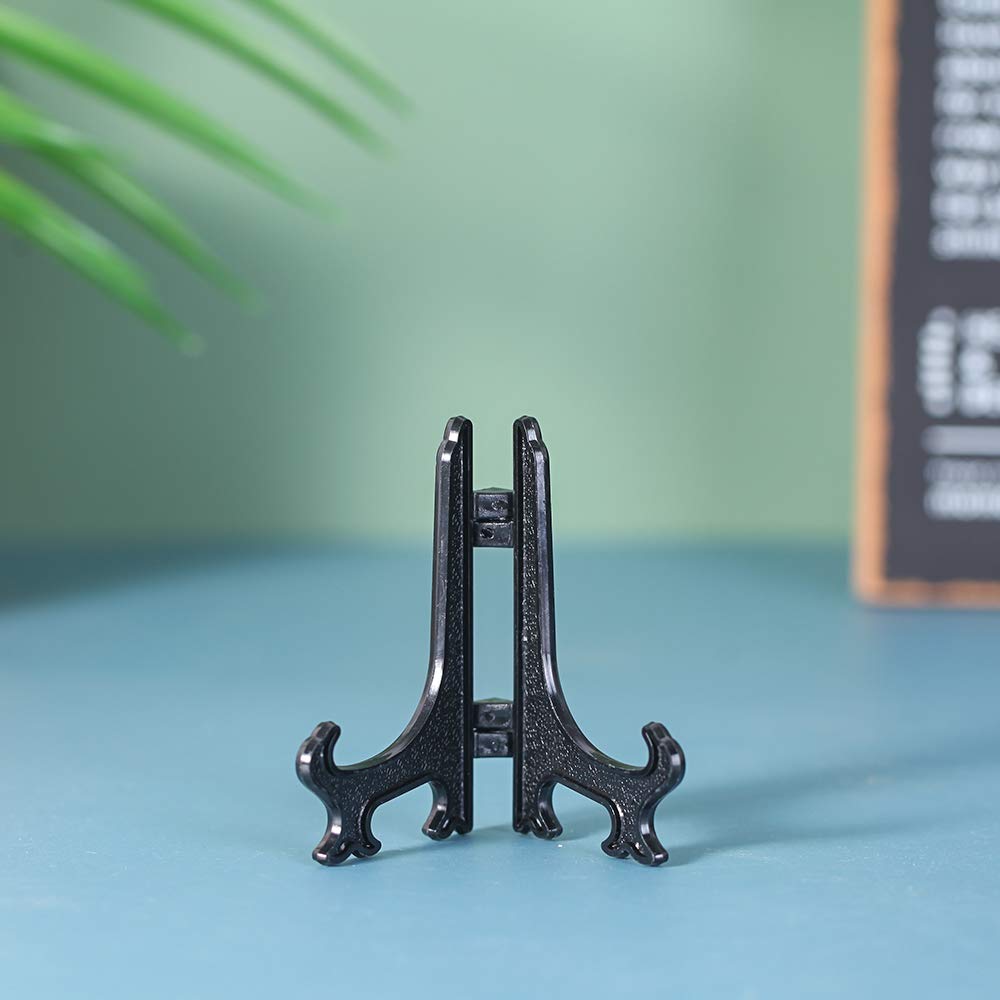 Artliving 3 Inch Black 12Pcs/Set Plastic Easels Plate Display Stands Picture Frame Stand Holder