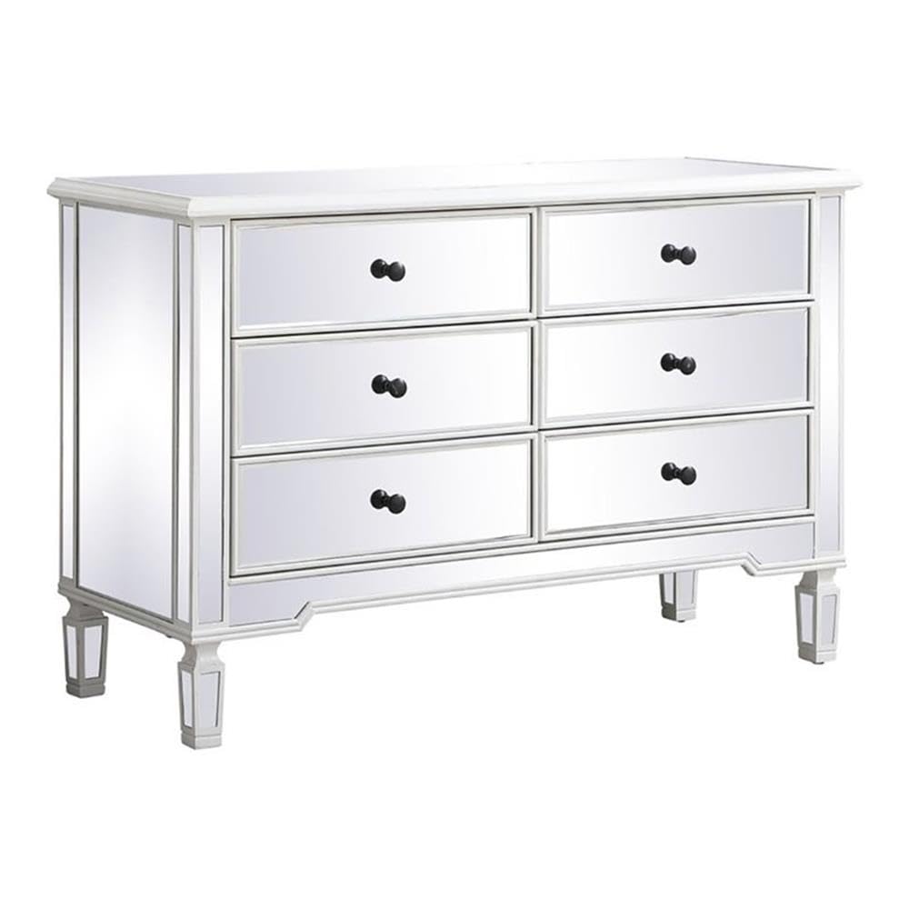Elegant Decor Contempo 48 Metal and MDF Mirrored Cabinet in Antique White