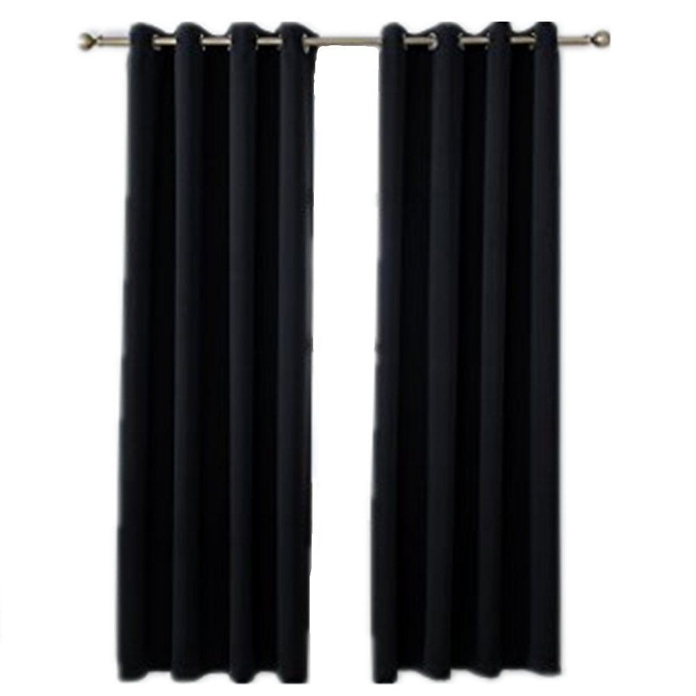 Mangata Casa Black Blackout Curtains Grommet 2 Panels For Bedroom-Window Curtain Panel For Living Room-Darkening Thermal Drapes