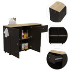 HomeRoots Sleek and Modern Black Wengue Kitchen Island Cart