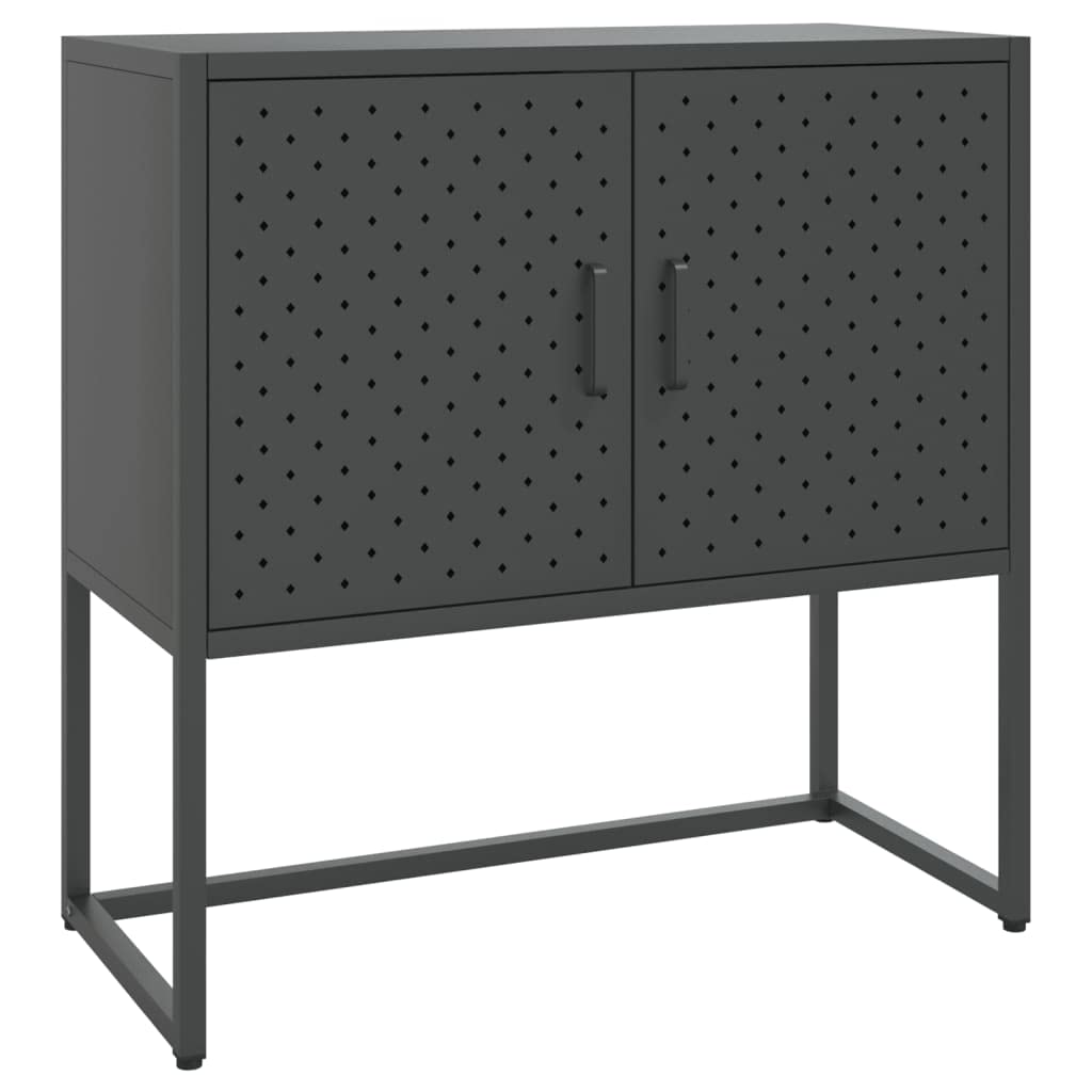 vidaXL Steel Sideboard in Industrial Design, Anthracite Colored Adjustable Height Storage Cabinet with 2 Doors and Ample Space